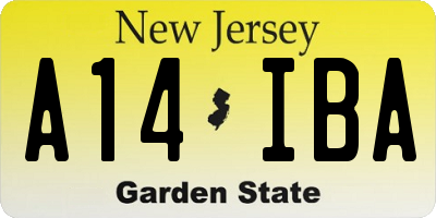 NJ license plate A14IBA