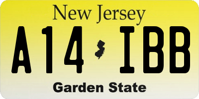 NJ license plate A14IBB