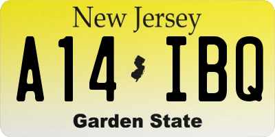 NJ license plate A14IBQ