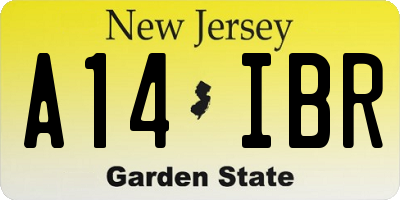 NJ license plate A14IBR