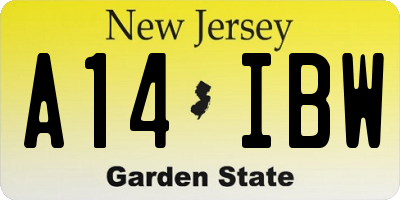 NJ license plate A14IBW