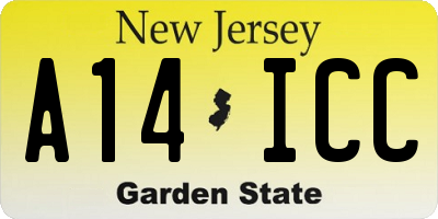 NJ license plate A14ICC