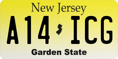NJ license plate A14ICG