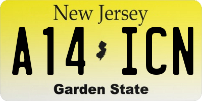NJ license plate A14ICN