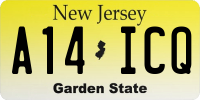 NJ license plate A14ICQ