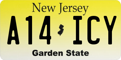 NJ license plate A14ICY