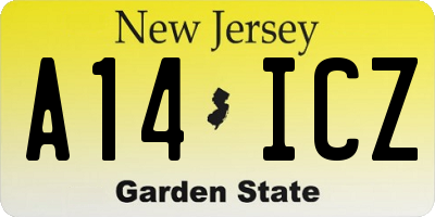 NJ license plate A14ICZ