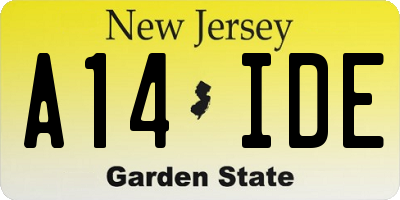 NJ license plate A14IDE