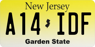 NJ license plate A14IDF