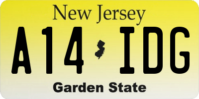 NJ license plate A14IDG