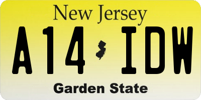 NJ license plate A14IDW