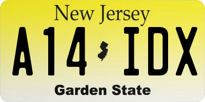 NJ license plate A14IDX