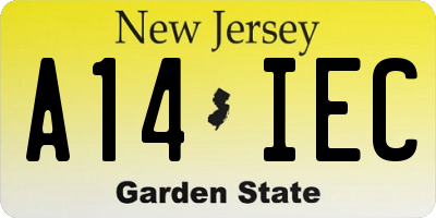 NJ license plate A14IEC