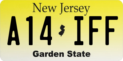 NJ license plate A14IFF