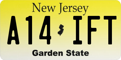 NJ license plate A14IFT