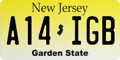 NJ license plate A14IGB