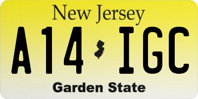 NJ license plate A14IGC