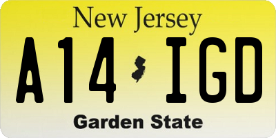 NJ license plate A14IGD