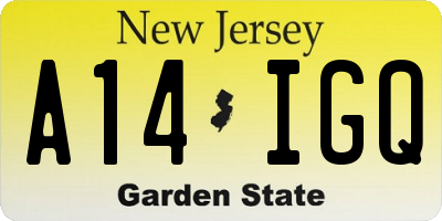 NJ license plate A14IGQ