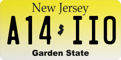 NJ license plate A14IIO