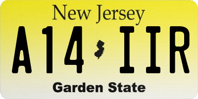 NJ license plate A14IIR