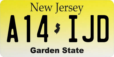 NJ license plate A14IJD