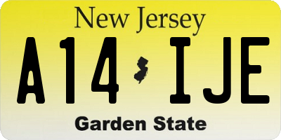 NJ license plate A14IJE