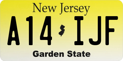 NJ license plate A14IJF