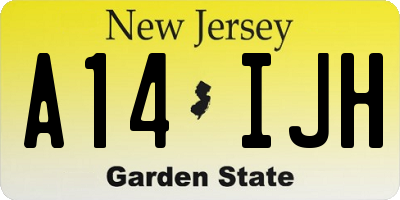 NJ license plate A14IJH