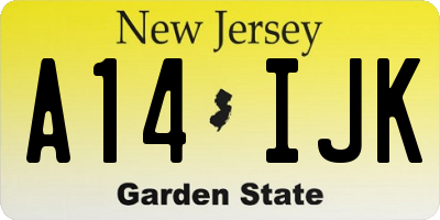 NJ license plate A14IJK