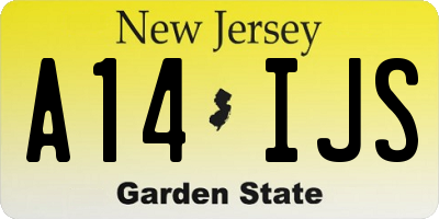 NJ license plate A14IJS