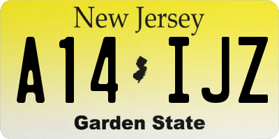 NJ license plate A14IJZ