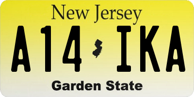 NJ license plate A14IKA