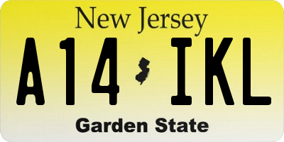 NJ license plate A14IKL