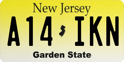 NJ license plate A14IKN