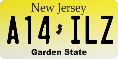 NJ license plate A14ILZ