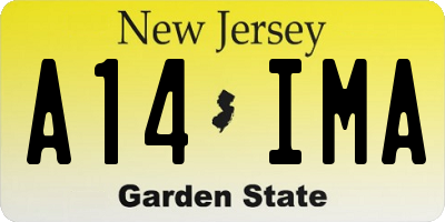 NJ license plate A14IMA