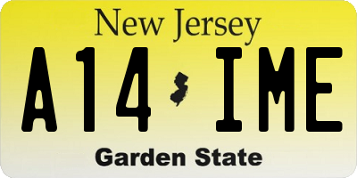 NJ license plate A14IME