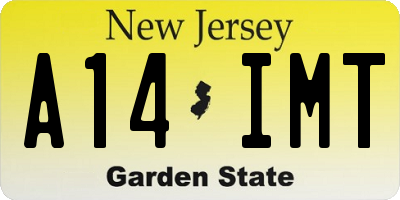 NJ license plate A14IMT