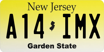 NJ license plate A14IMX