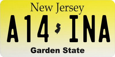 NJ license plate A14INA
