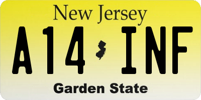 NJ license plate A14INF