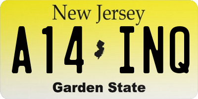 NJ license plate A14INQ