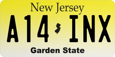 NJ license plate A14INX