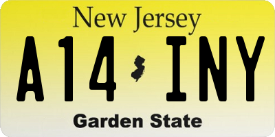 NJ license plate A14INY