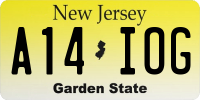 NJ license plate A14IOG