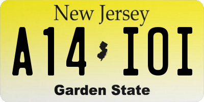 NJ license plate A14IOI