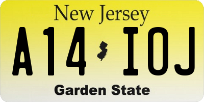 NJ license plate A14IOJ