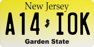NJ license plate A14IOK