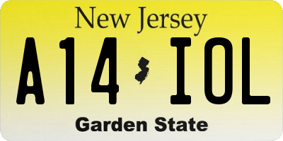 NJ license plate A14IOL